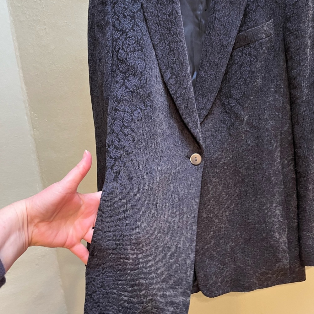 Lafayette 148 One Button Closure Textured Velvet … - image 4